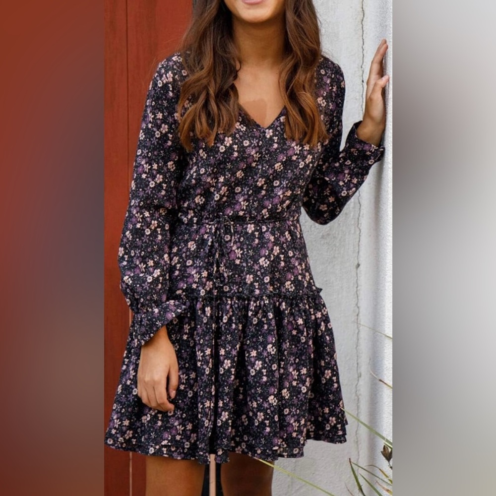 A. Helm Women's Randall Dress Floral Long Sleeve Mini Dress Size Medium NWT